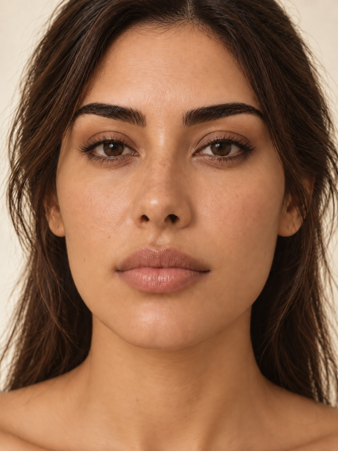 AI illustration of the model with smoother, refreshed-looking skin